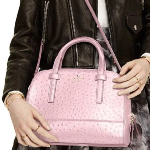 Kate spade river street ostrich pink purse - Picture 2 of 4